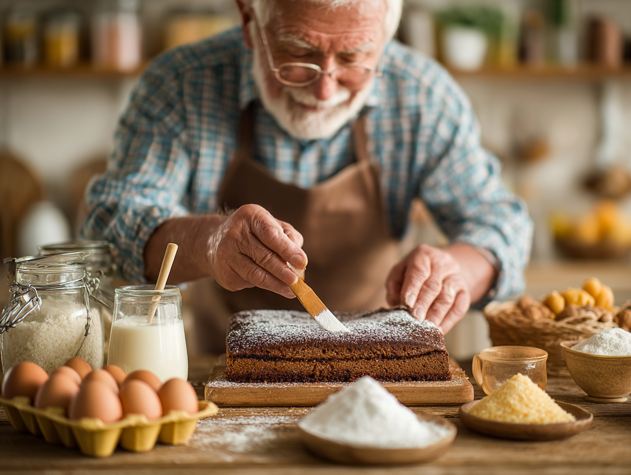 Úsmevný senior s čerstvou zeleninou